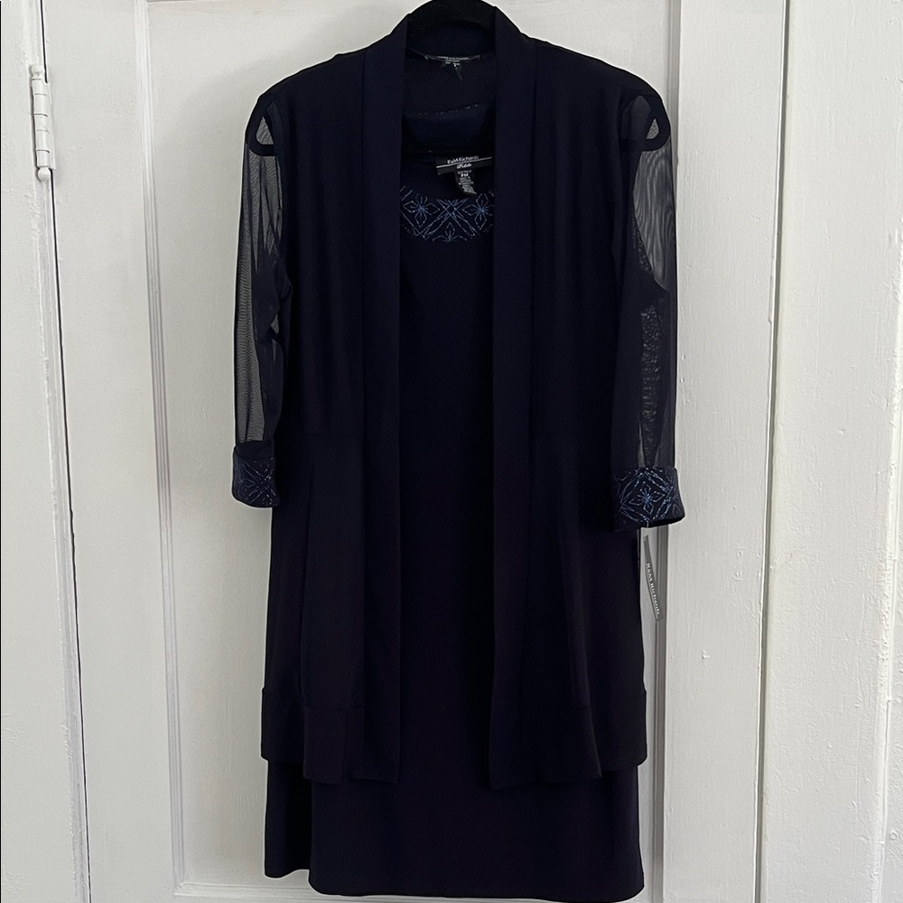 R&M Richards Midnight Mini Dress with Sheer Accents
